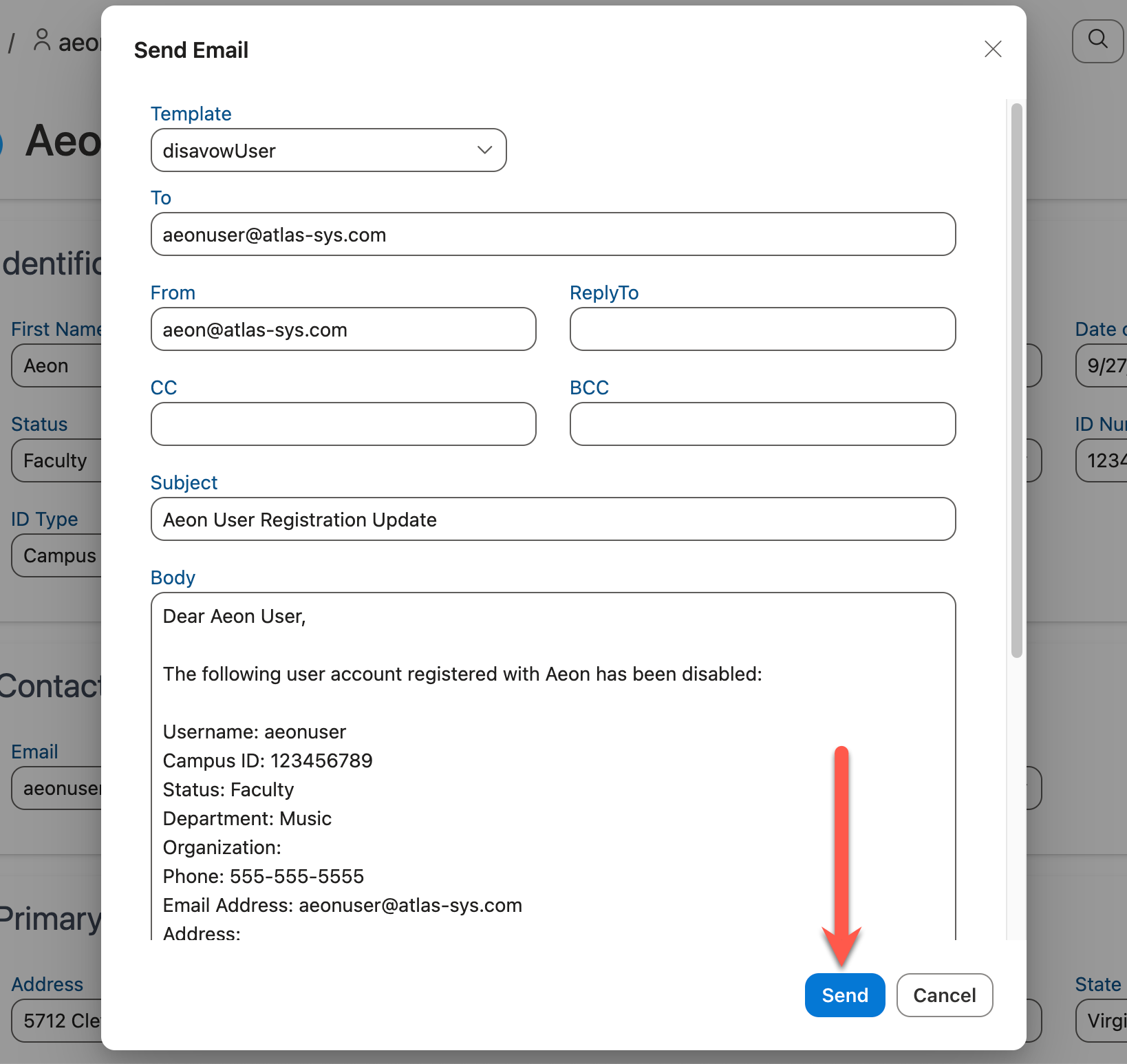 Disavow User email